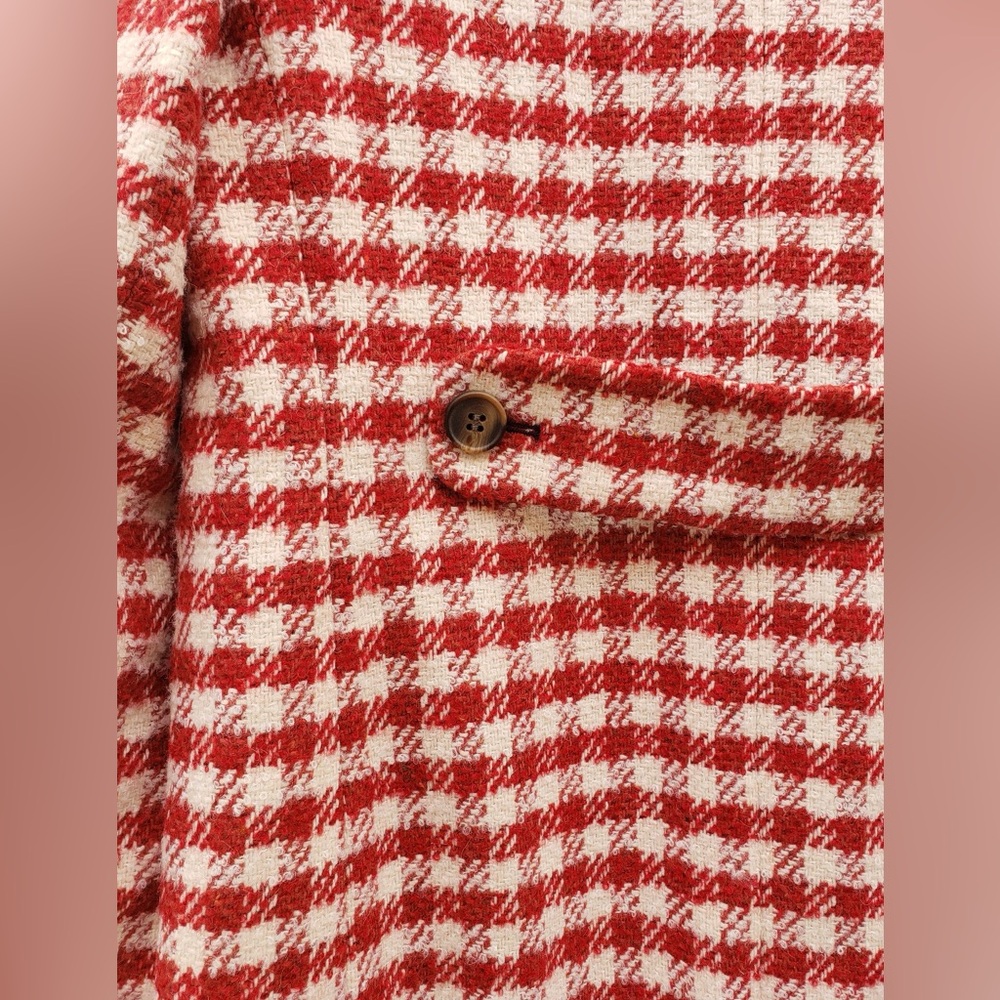 Boden Eastbourne Wool Blend Houndstooth Coat Red Cream UK 14L / US 10L - Picture 12 of 16